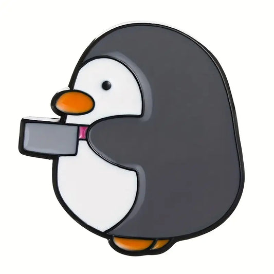 Grumpy Penguin enamel pin