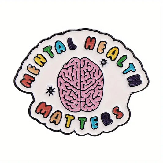 Mental Health Matters enamel pin in White
