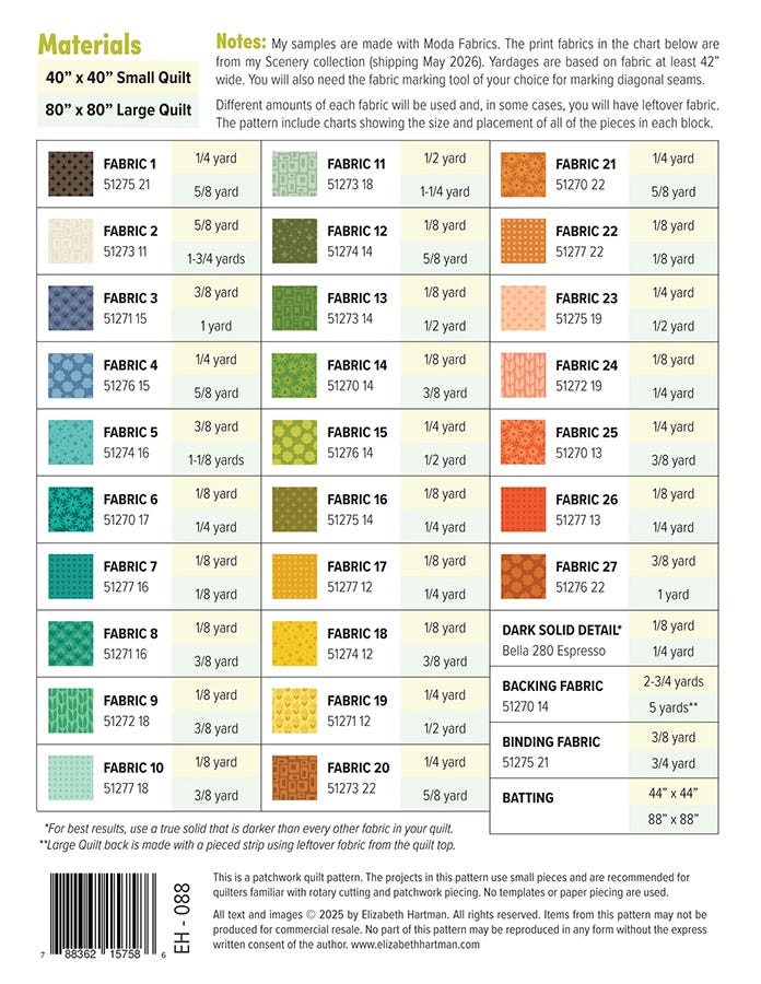 Elizabeth Hartman - Outdoors Quilt Pattern