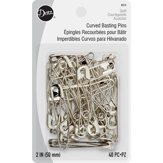 Dritz - 2" Curved Basting Pins, Nickel, 40 pc