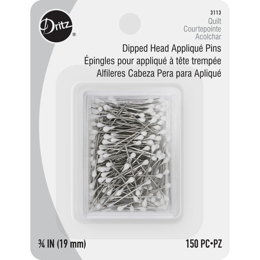 Dritz - 3/4" Dipped Head Applique Pins, White, 150 pc