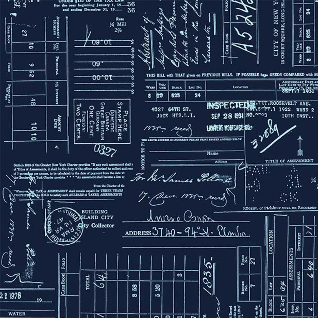 Antique Script - Navy