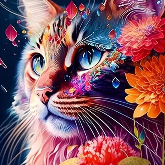 Floral Kitty Diamond Painting Kit