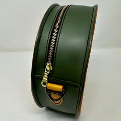 The Orchard in Green & London Tan Leather from the Beansy x Keaton Quilts Collection