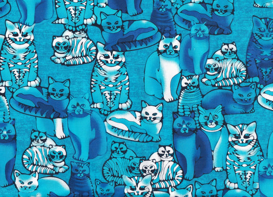 Poplin Prints - #8 Blue Cats