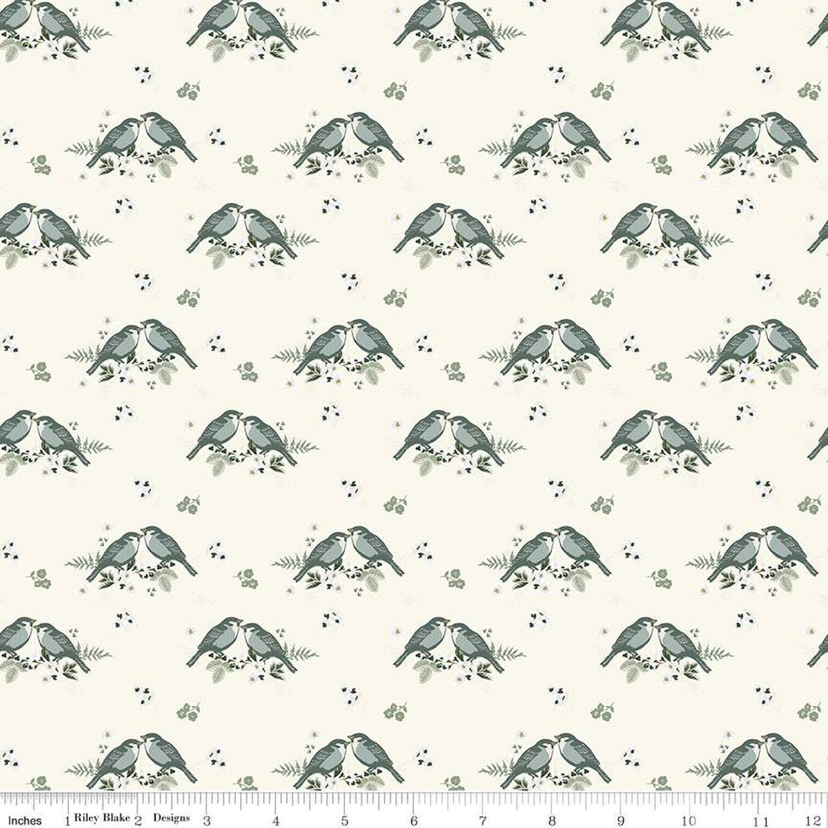 Gingham Fields Birds Cream