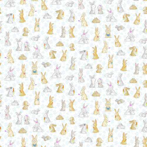 Patrick Lose Fabrics - Bunnies For Baby In the Meadow - White