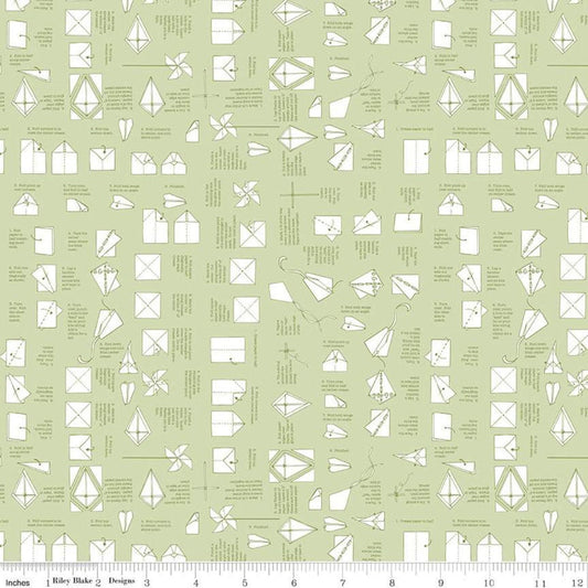 On The Wind Folded Paper Green