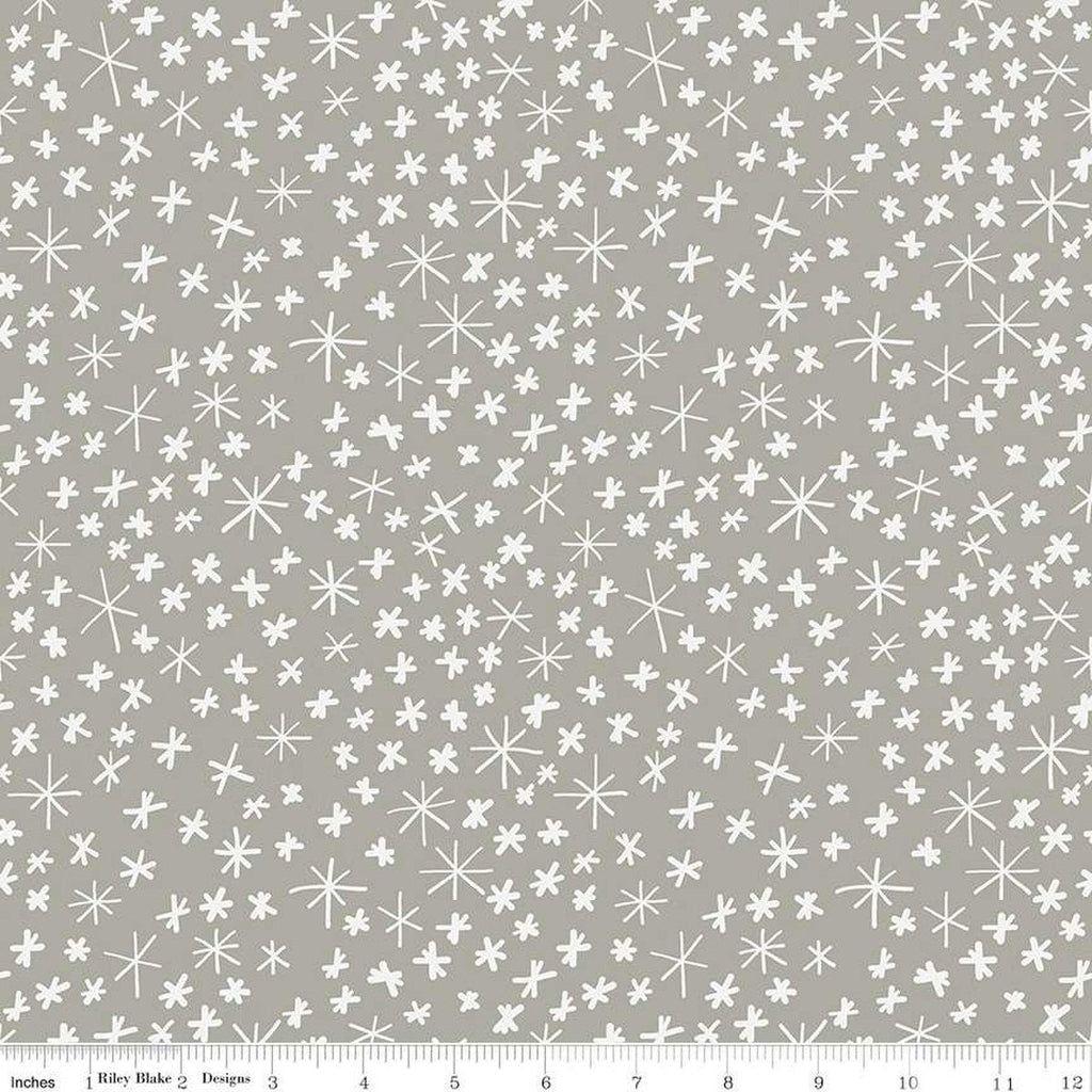 1 yard cut of Designer Flannel Nice Ice Baby Snowflakes Gray