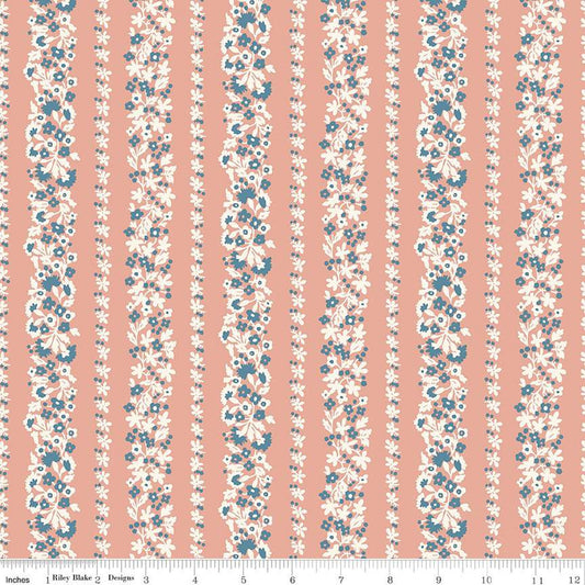 Liberty Denim Florals Topiary Stripe B