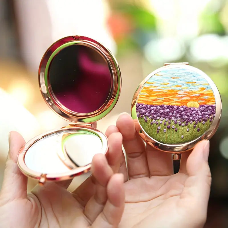 Lavender Sunset Embroidery Compact Mirror Kit