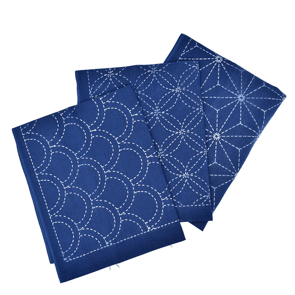 Sashiko Cloths - Indigo Background - Made in Japan