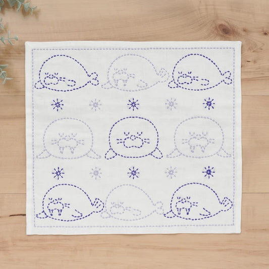 Sashiko Embroidery Kit - Kitchen Cloth - Sea Animal