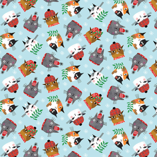 Light Turquoise Cat Christmas Toss Christmas