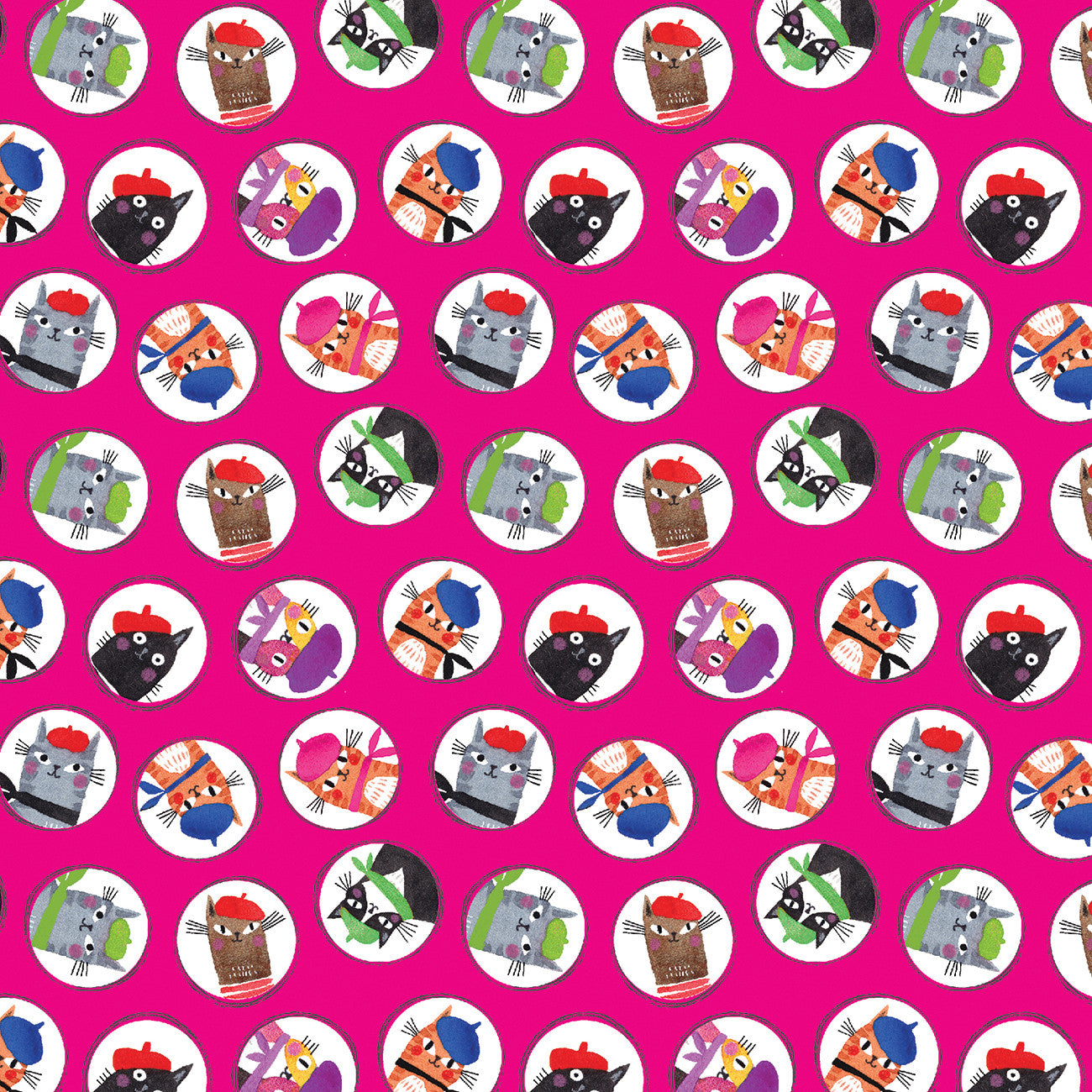 Paris Cat Portraits Fuchsia | Cats In Paris