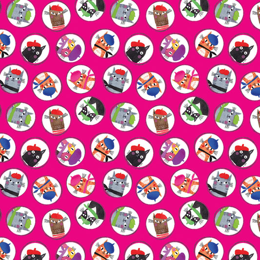 Paris Cat Portraits Fuchsia | Cats In Paris