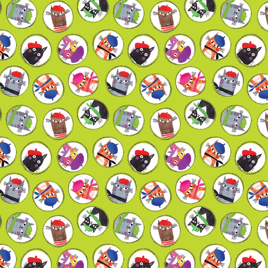 Paris Cat Portraits Lime | Cats In Paris