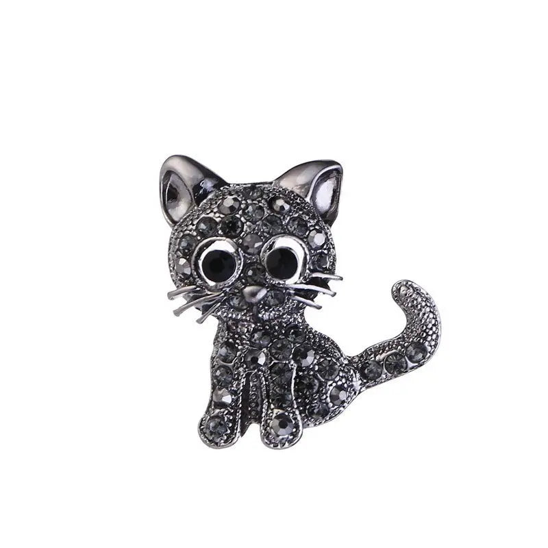 Silver Plated Cat Brooch