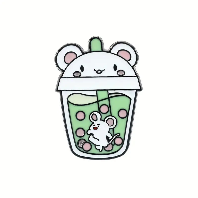 'Mouse Bubble Tea' Enamel Pin