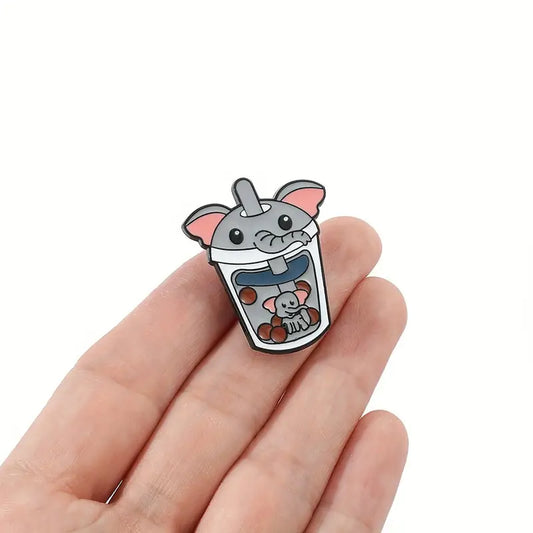 'Elephant Bubble Tea' Enamel Pin