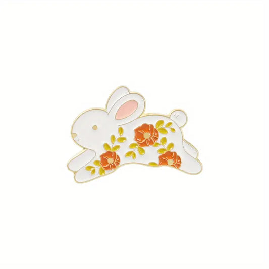 Floral Bunny enamel pin