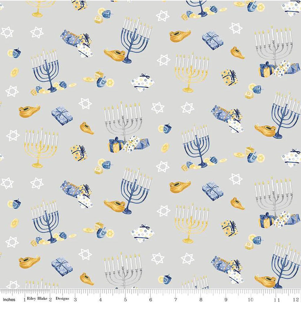 Hanukkah Nights 1-Yard Bundle Gray - 4pcs