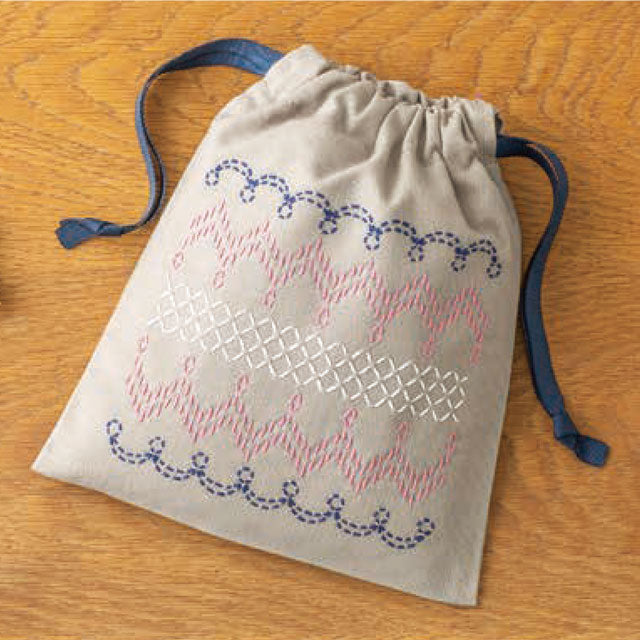 COSMO Sashiko Kit Mini Drawstring Bag