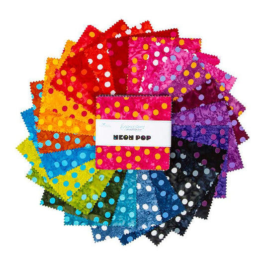 Expressions Batiks Neon Pop 5 Inch Stacker, 42 Pcs.