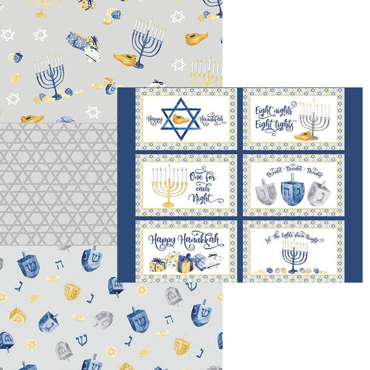 Hanukkah Nights 1-Yard Bundle Gray - 4pcs