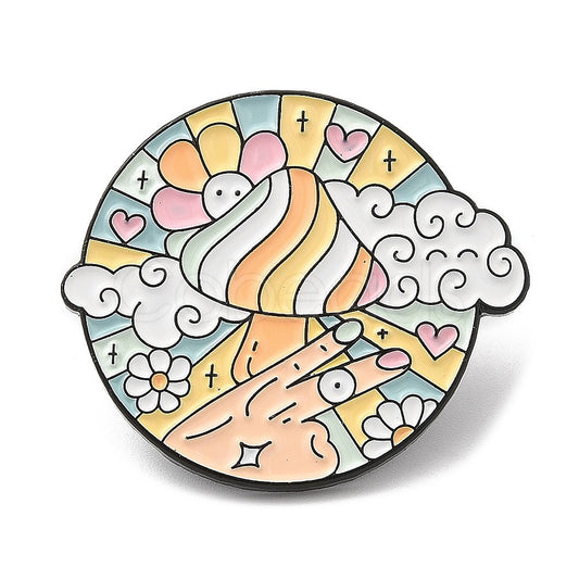 Sun with Mushroom Good Vibe All The Time Enamel Pin