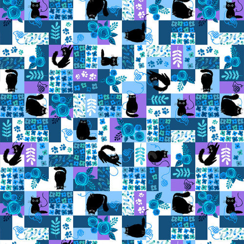 Patchwork Cats - Ink/Hyacinth