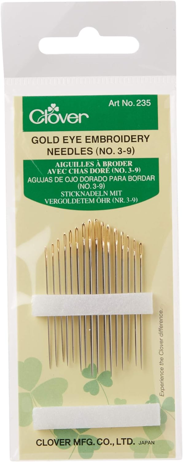Clover - Gold Eye Embroidery Needles no 235, size 3-9