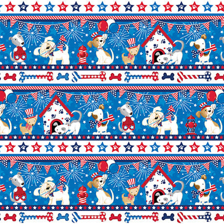 Patriotic Postcards - Border Stripe - Blue