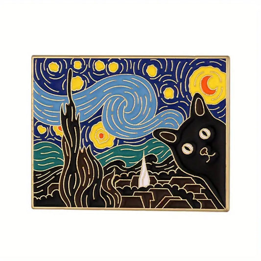 Starry night Cat Enamel Pin