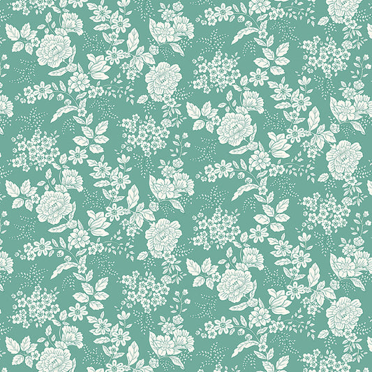 Tranquility - Floral, Dark Aqua