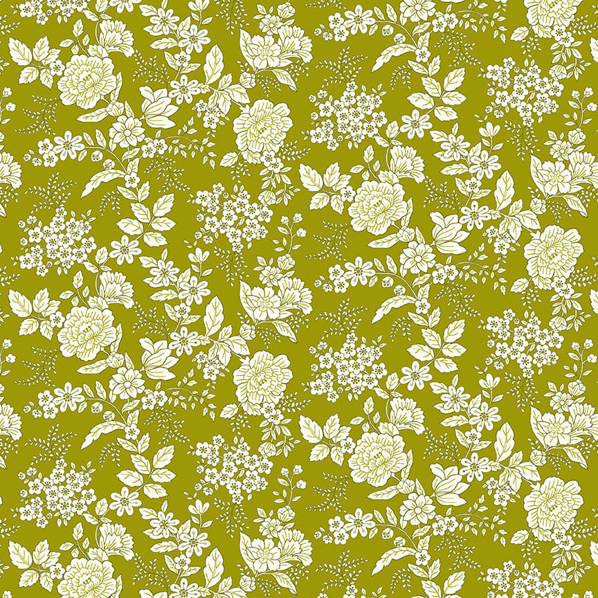 Tranquility - Floral, Olive Green