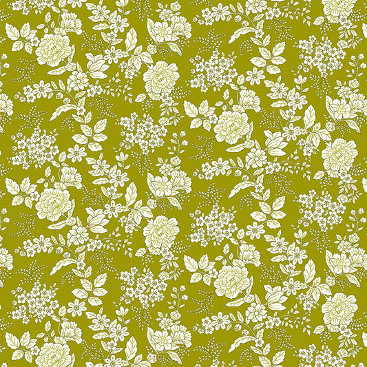 Tranquility - Floral, Olive Green