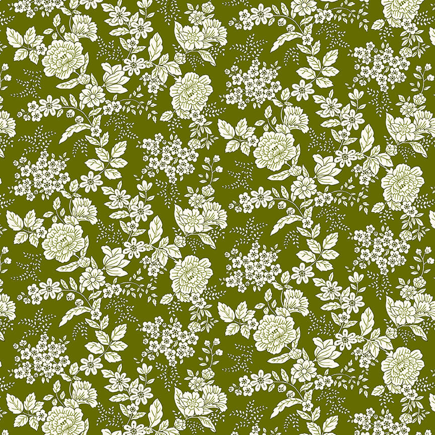 Tranquility - Floral, Dark Green