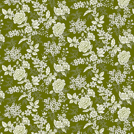 Tranquility - Floral, Dark Green