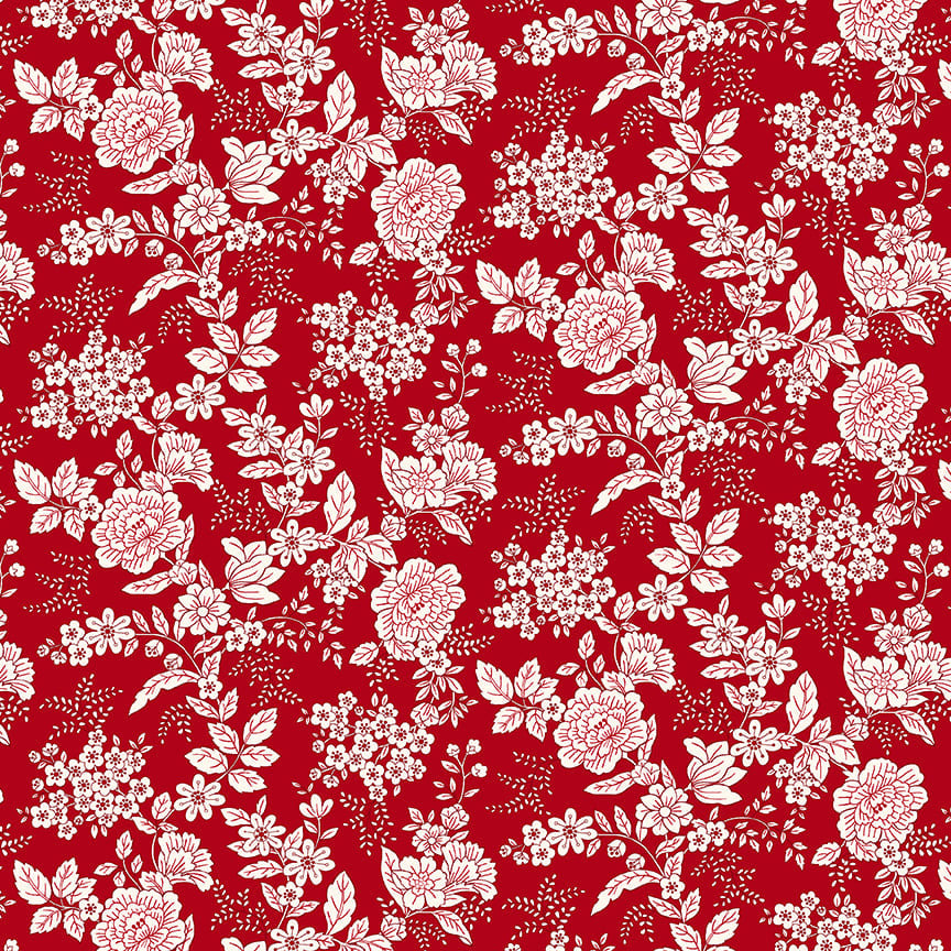 Tranquility - Floral, Brick Red