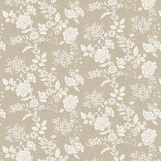 Tranquility - Floral, Taupe/Gray