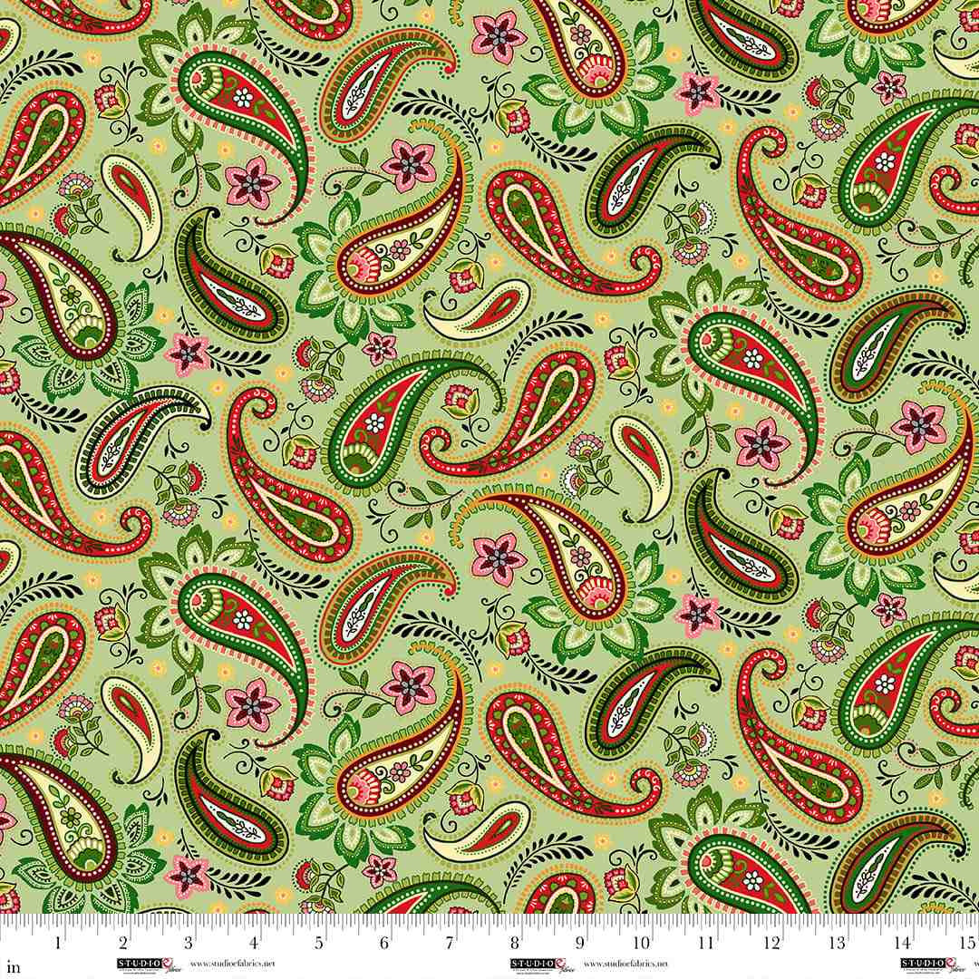 Blooms of the Holiday - Paisley - Green Multi