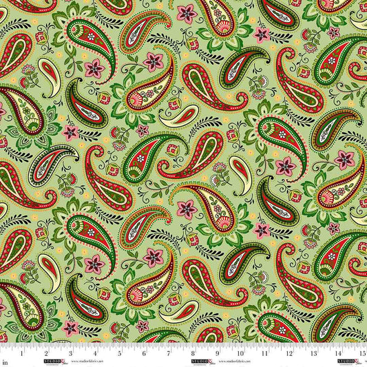 Blooms of the Holiday - Paisley - Green Multi