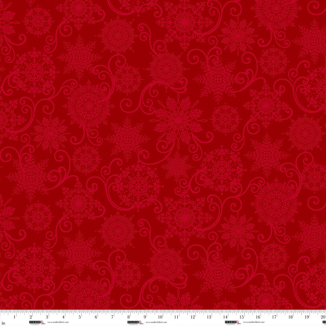 Blooms of the Holiday - Snowflake Monotone - Red