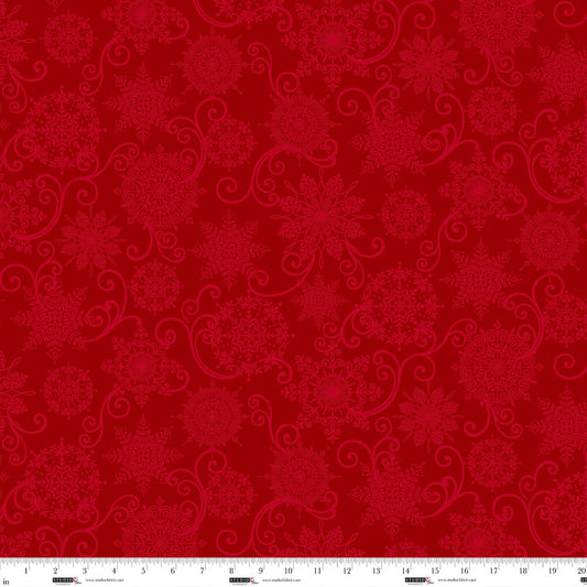Blooms of the Holiday - Snowflake Monotone - Red