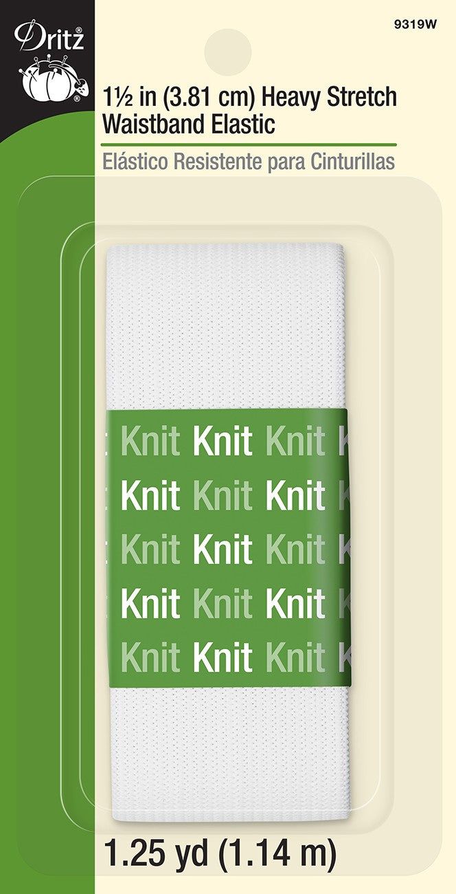 Dritz - White Heavy Stretch Waistband Elastic 1-1/2in x 1-1/4yds