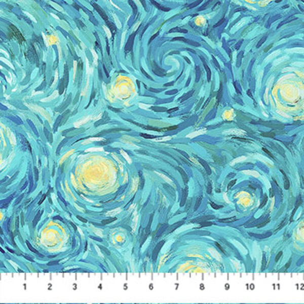 Starry Night - Night Sky - Teal Multi