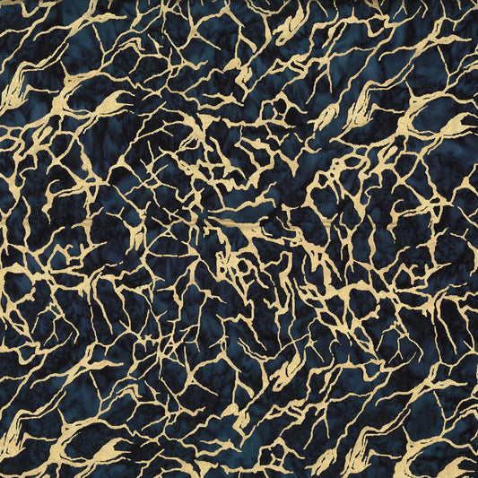 Michael Miller - Midnight Sea Water Batik w/Metallic