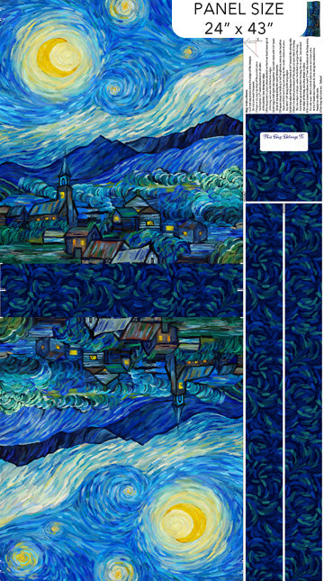 Starry Night - Tote Bag Canvas Panel - Dark Blue Multi