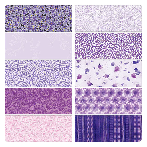 Color Elements Purple 10pc  Fat Quarter Bundle